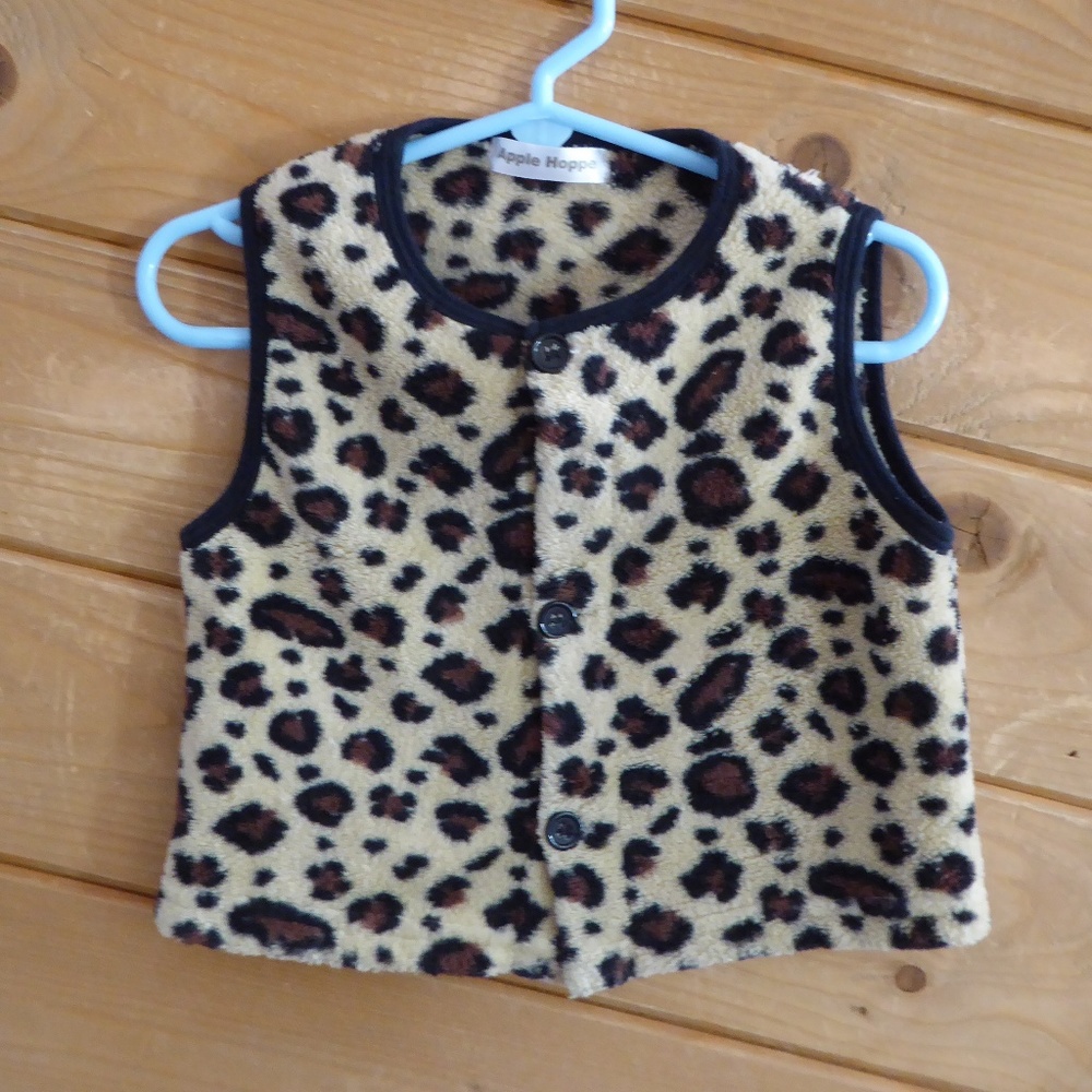 Animal Leopard Print Boy Girl Unisex Button Front Fleece Vest 12M